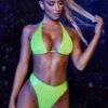 Vinyl Halter Neck Bikini Top In Lime