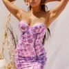 Strapless Satin Mini Dress In Lilac