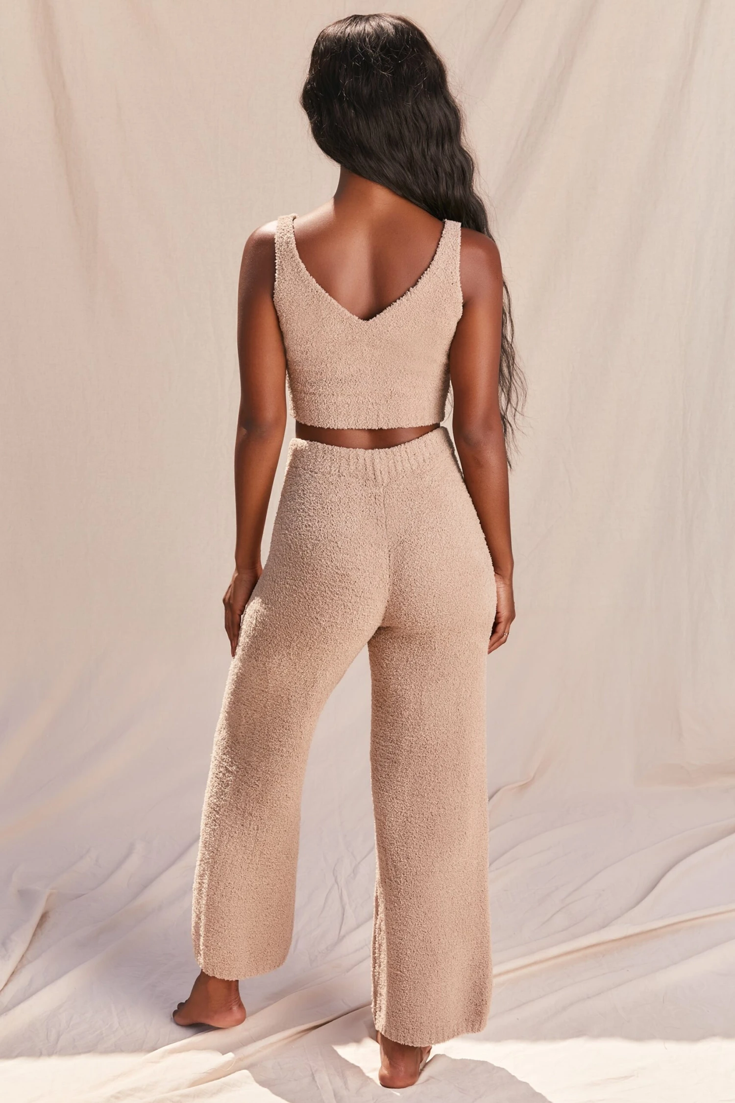 Cosy Wide Leg Trousers In Sand - Image 9