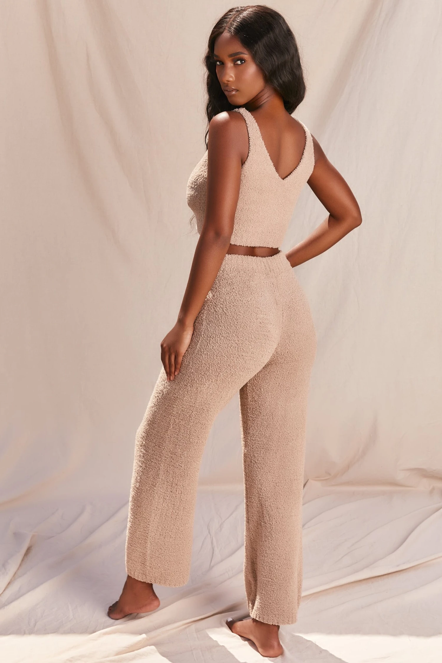 Cosy Wide Leg Trousers In Sand - Image 10