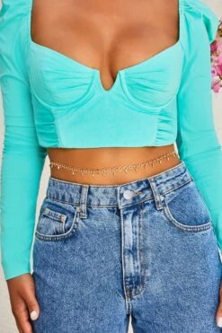 Shakira O-Ring Beaded Belly Chain In Rose Gold