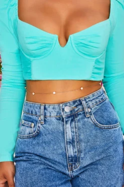 Hotline Bling Beaded Belly Chain In Rose Gold