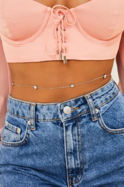 Hotline Bling Beaded Belly Chain In Silver