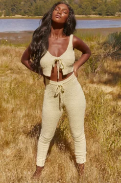 Cosy Tie Front Crop Top In Yellow