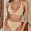 High Waisted Thong In Beige