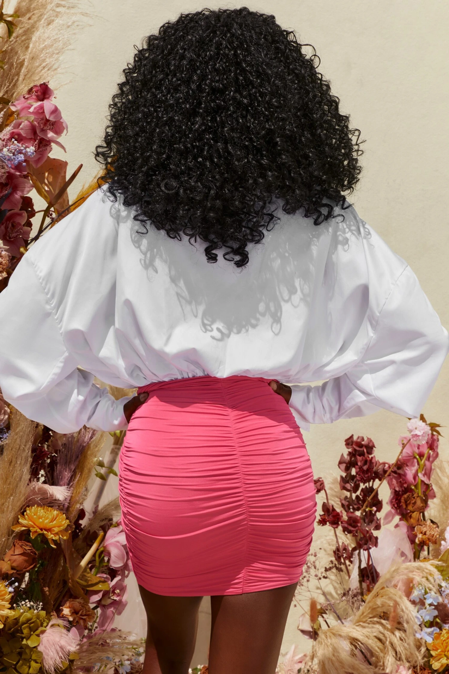 Cut Out Knot Front Mini Skirt In Hot Pink - Image 3