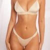 Plunge Neck Satin Bralet In Cream