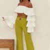 Cut Out Wide Leg Trousers In Olive
