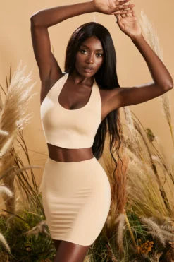 Bodycon Mini Skirt In Beige