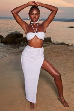 Crochet Split Leg Maxi Skirt In Lilac