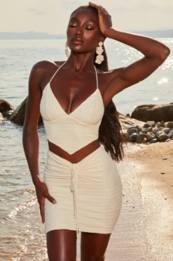 V Waist Crochet Mini Skirt In Ivory