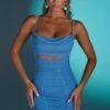Embellished Strap Mini Dress In Blue