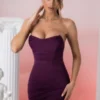 Bandeau Wrap Mini Dress In Wine