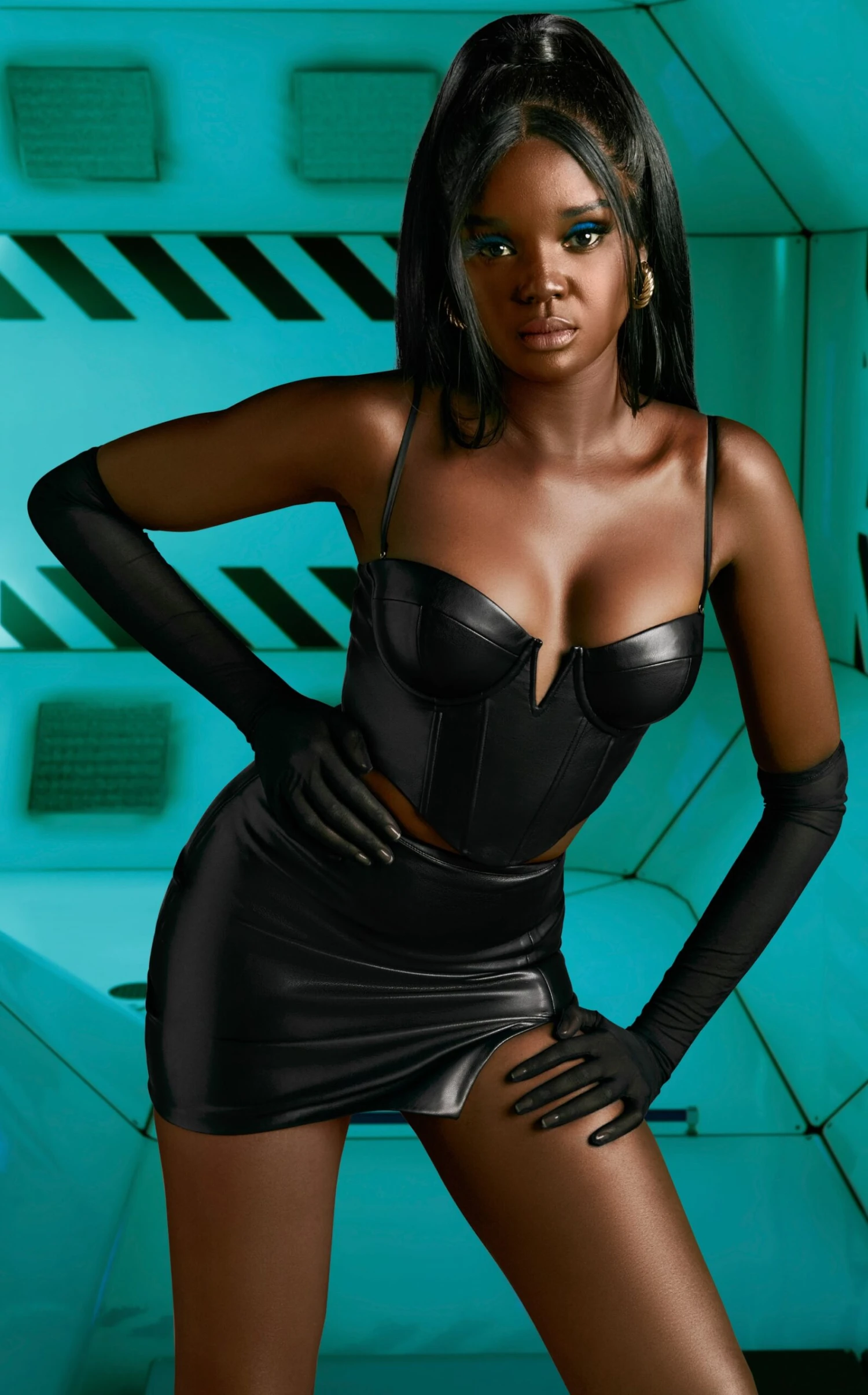 Faux Leather Corset Top In Black - Image 8