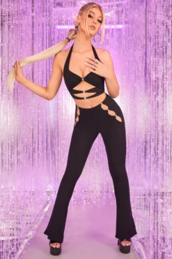 Cut Out Petite Leggings In Black