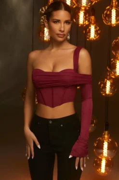 Corset Crop Top In Red