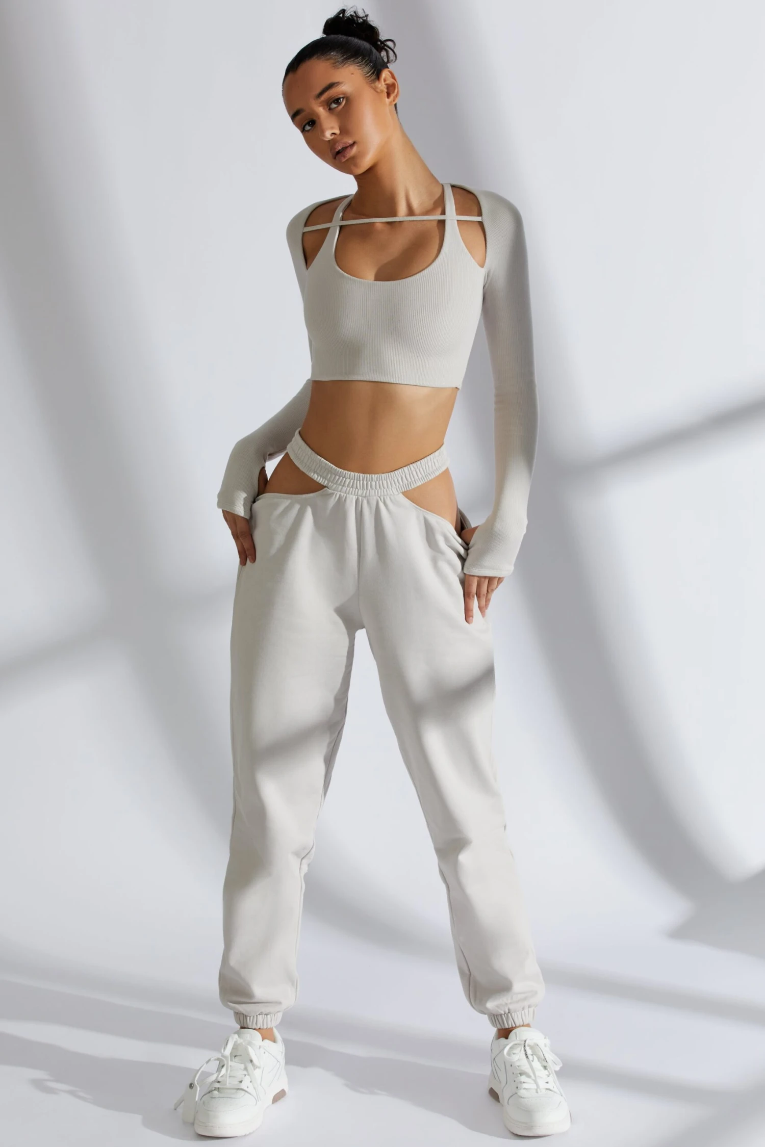 Cut Out Joggers In Grey - Image 8