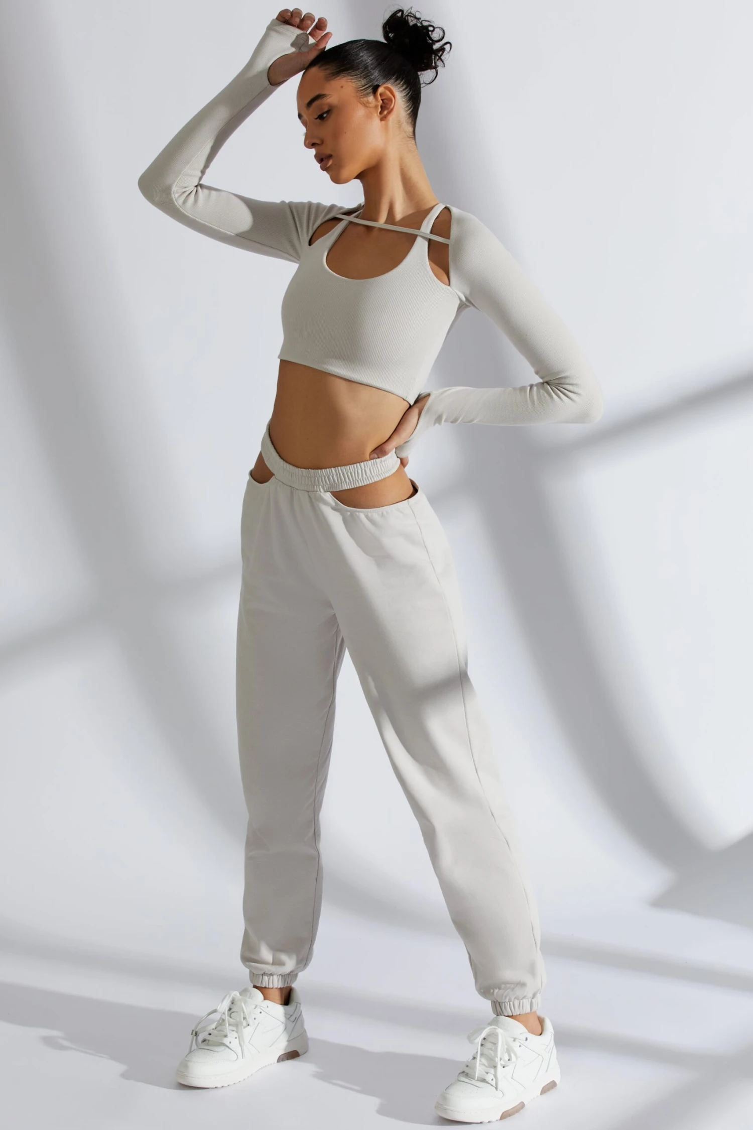 Cut Out Joggers In Grey - Image 11