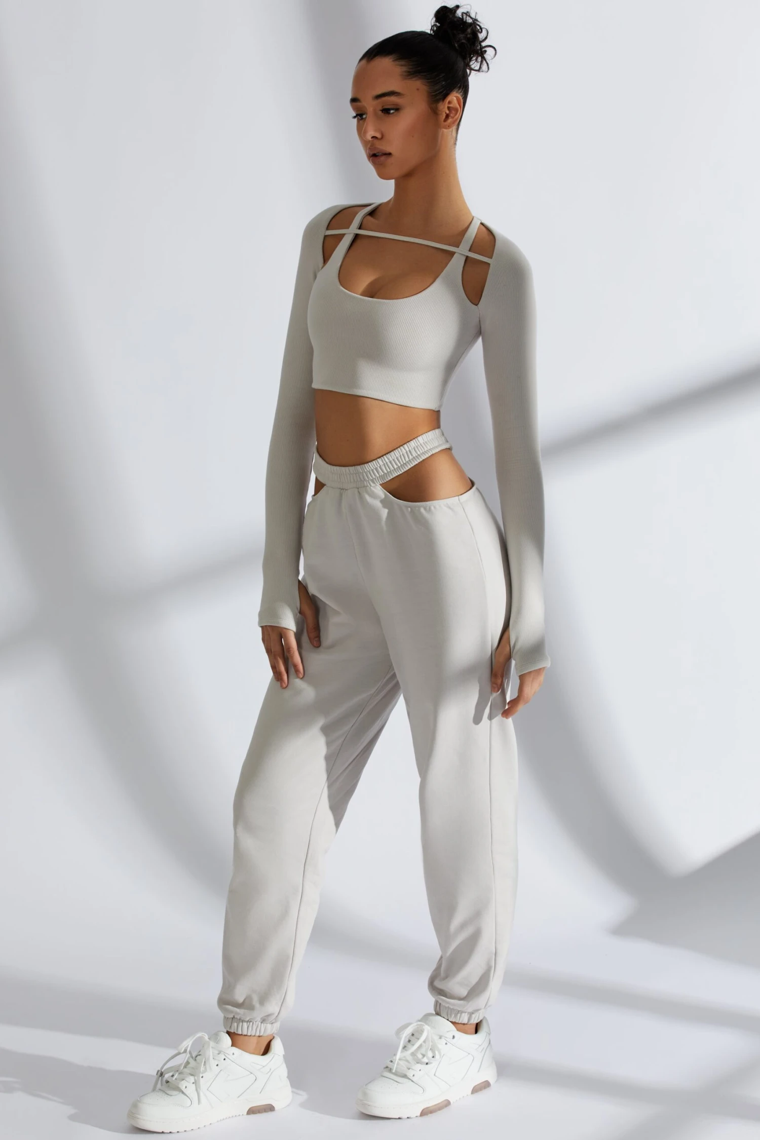 Cut Out Joggers In Grey - Image 3