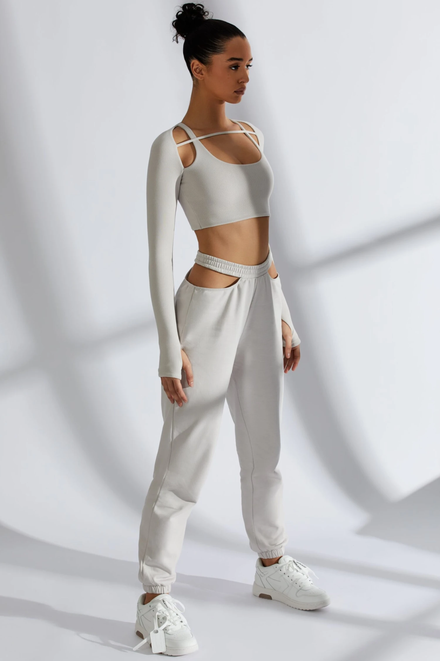 Cut Out Joggers In Grey - Image 5