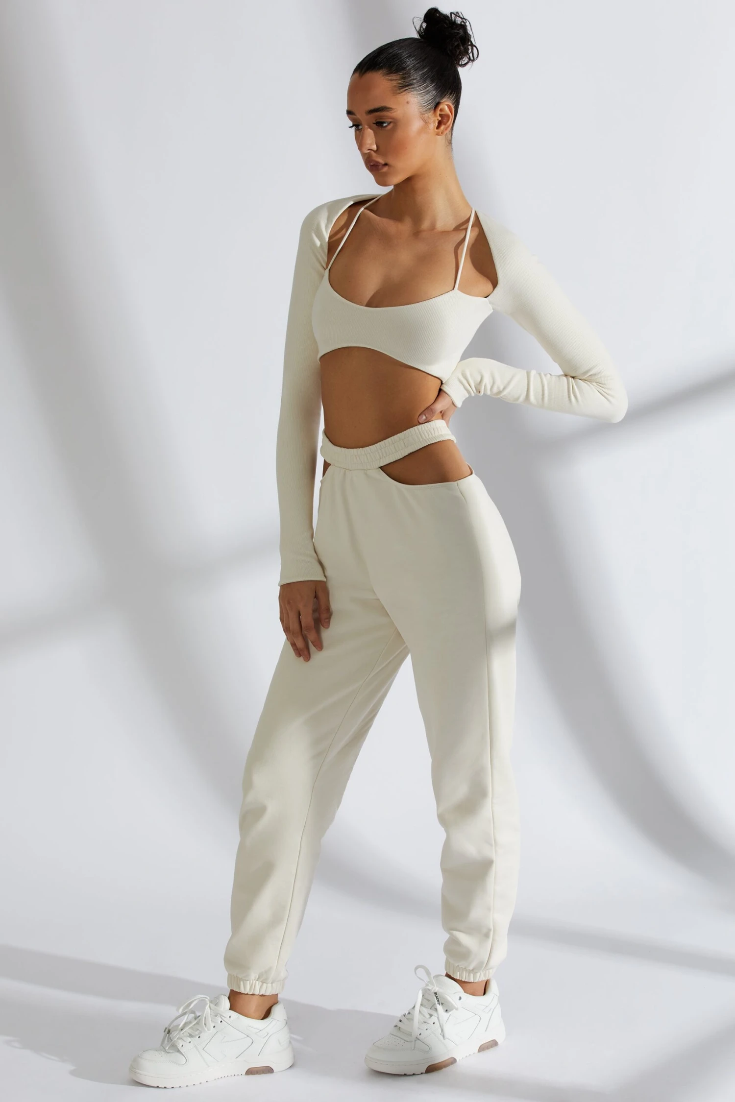 Cut Out Joggers In Ivory - Image 10