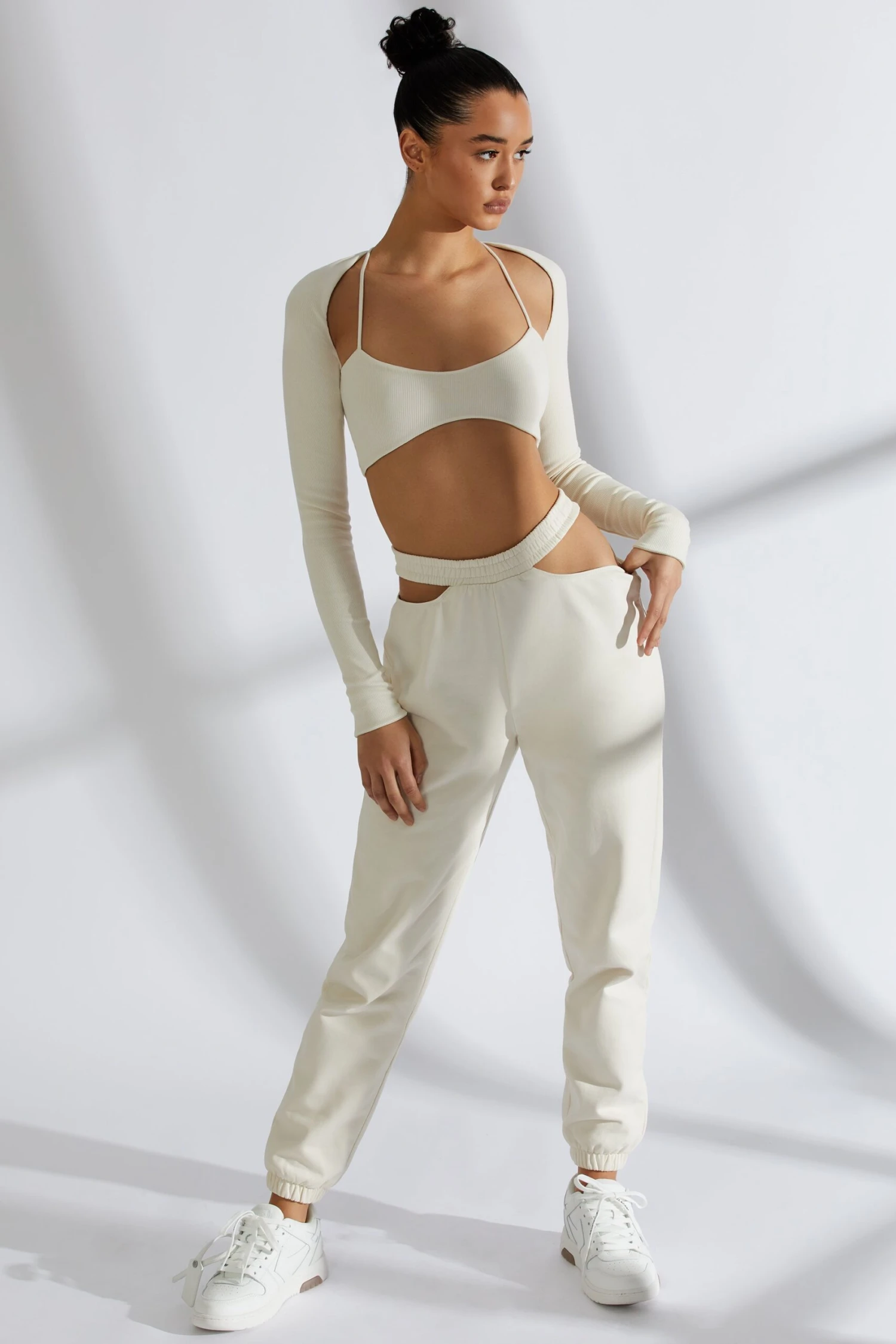 Cut Out Joggers In Ivory - Image 7
