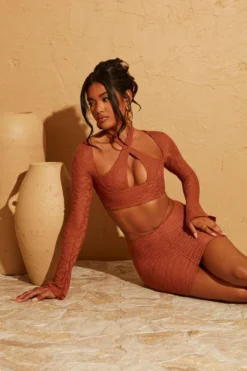 Halter Crop Top In Rust