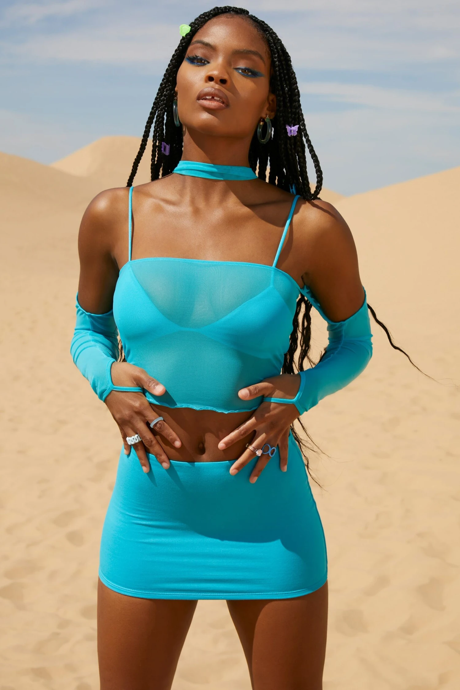 Low Rise Micro Mini Skirt In Aqua - Image 7