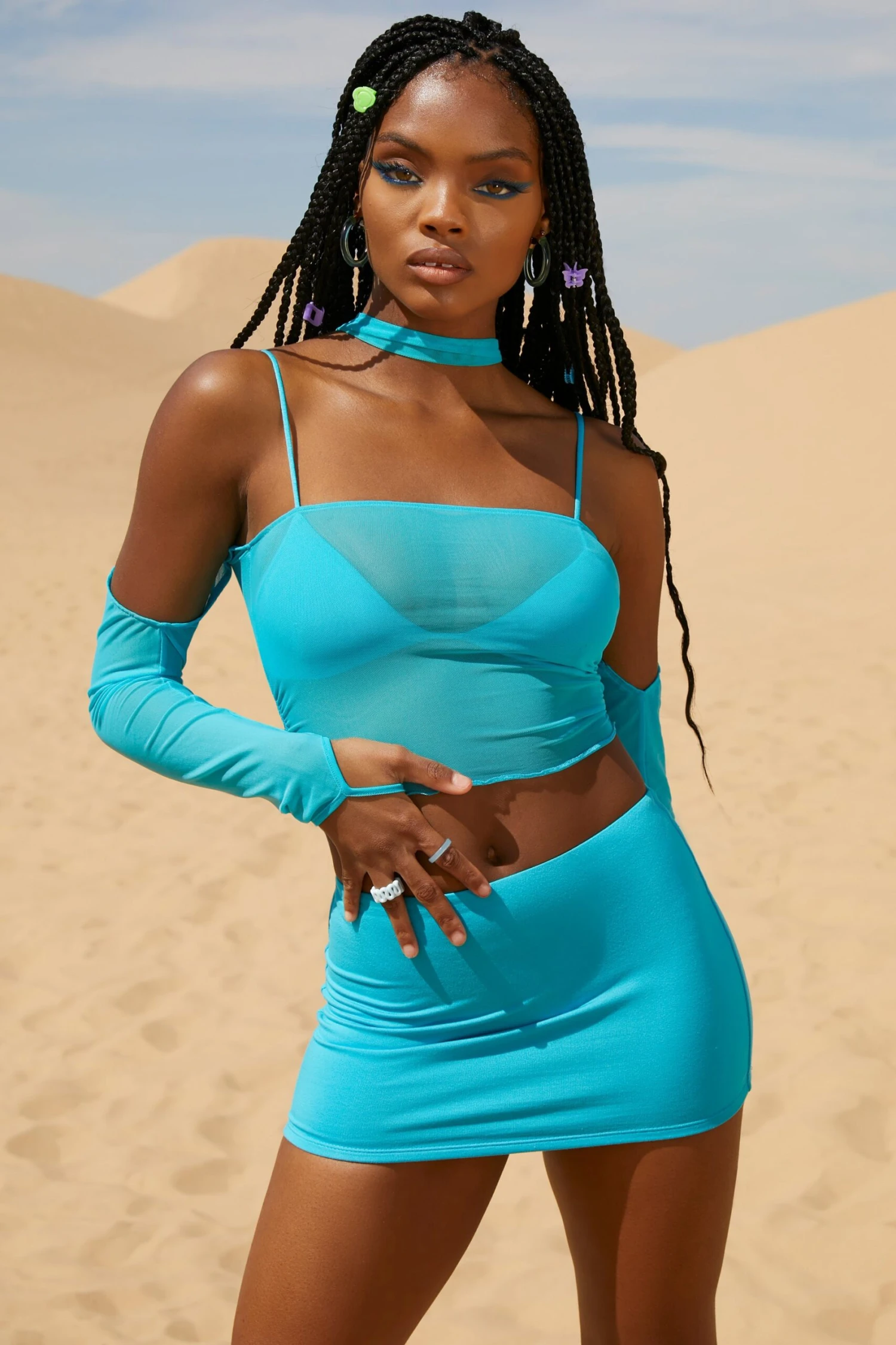Low Rise Micro Mini Skirt In Aqua - Image 10