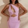 One Shoulder Cut Out Mini Dress In Pink