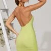 Scoop Neck Mini Dress In Green