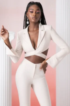 Cropped Blazer In Stone