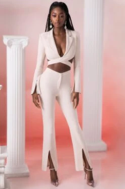 Flare Trousers In Stone