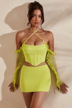 Micro Mini Skirt In Lime