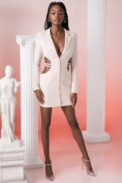 Blazer Mini Dress In Stone