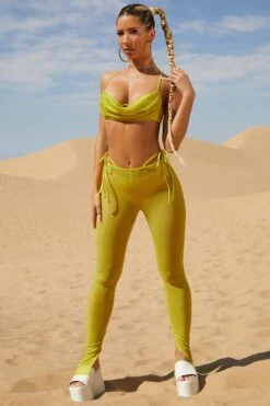 Tall Embellished Mesh Trousers In Lime