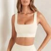 Scoop Neck Crop Top In Ivory