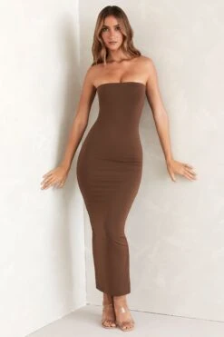Bandeau Maxi Dress In Brown
