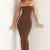 Bandeau Maxi Dress In Brown