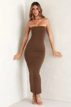 Bandeau Maxi Dress In Brown