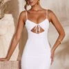 Ruched Bust Cut Out Mini Dress In White
