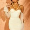 Off The Shoulder Mini Dress In Ivory