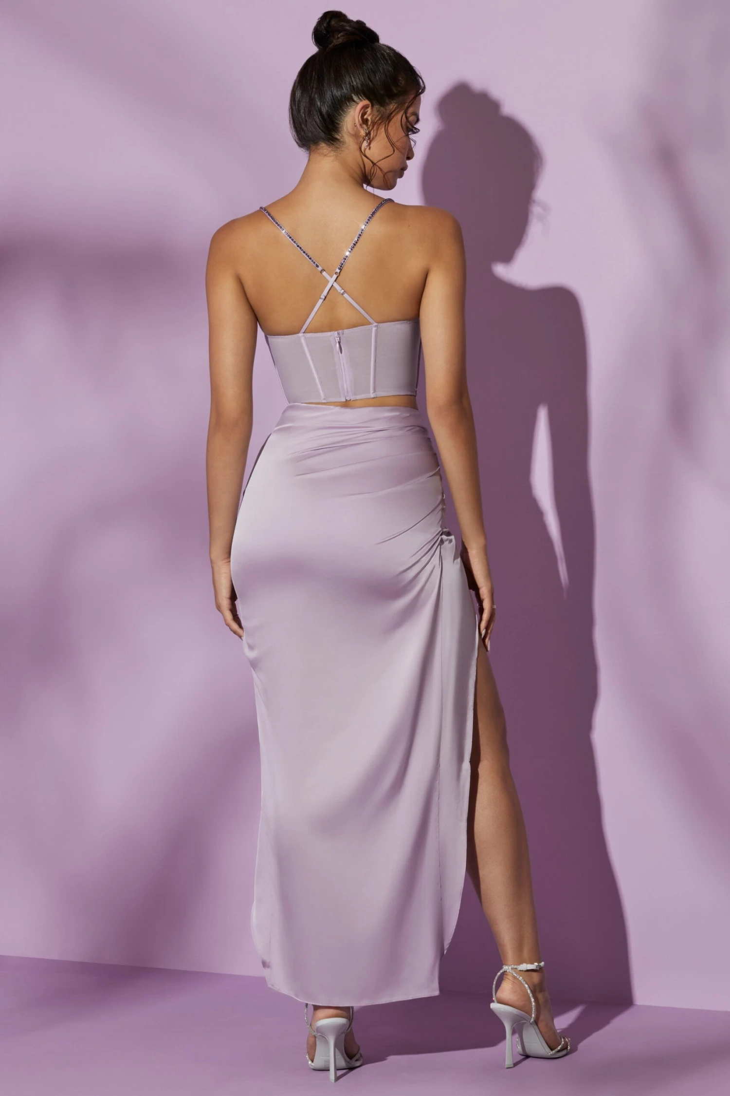 Side Split Maxi Skirt In Lilac - Image 2