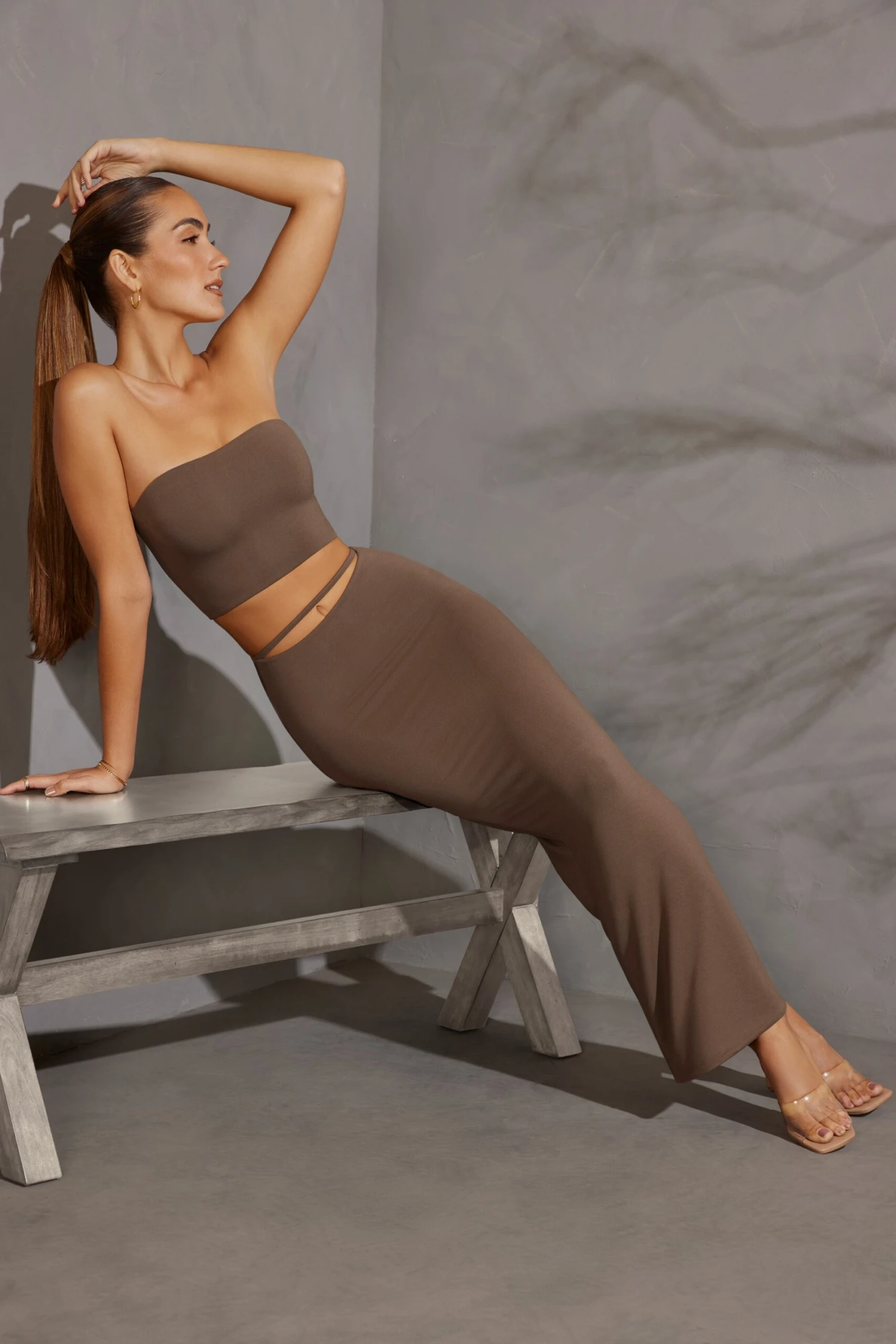 Cut Out Maxi Skirt In Taupe - Image 4