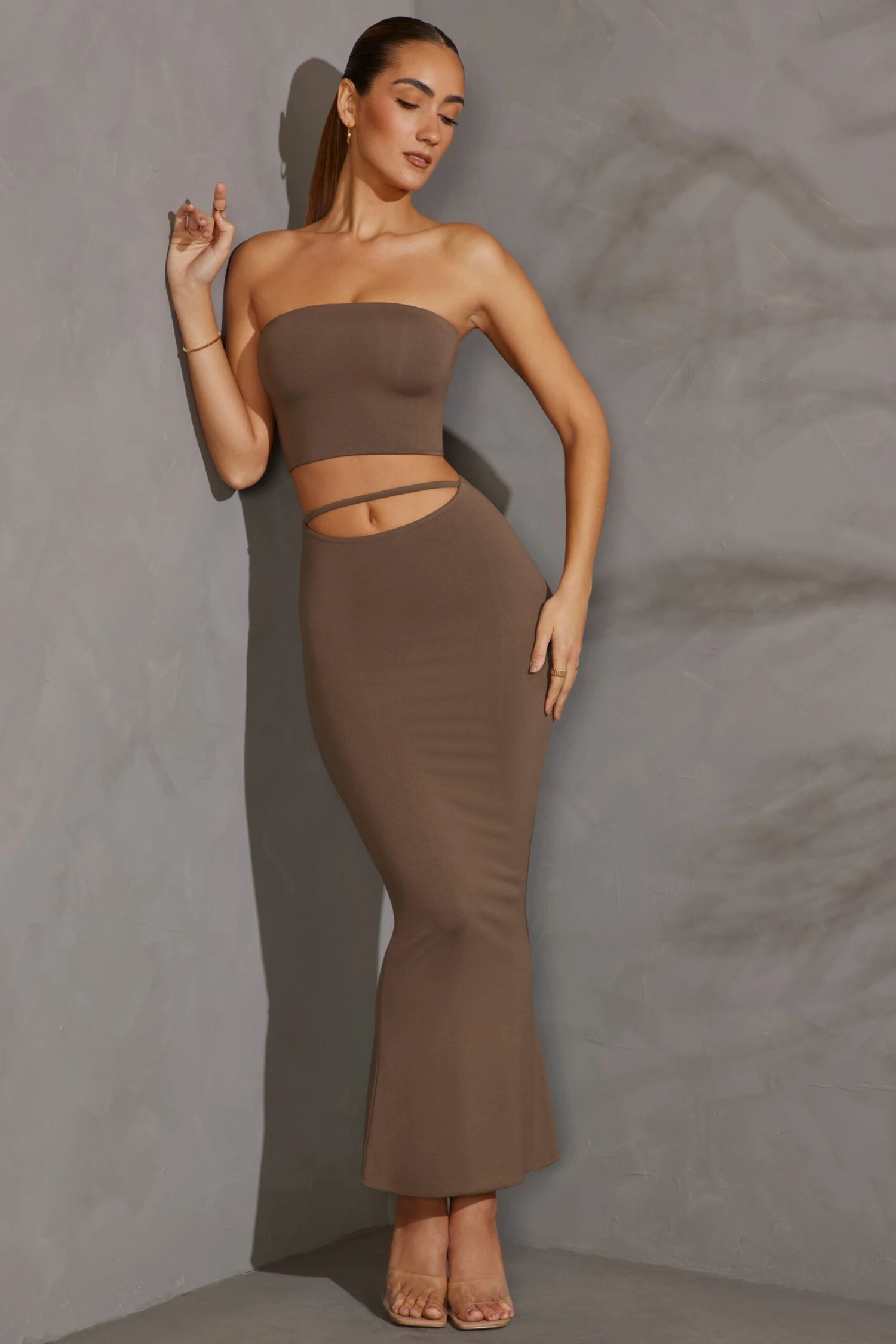 Cut Out Maxi Skirt In Taupe - Image 6