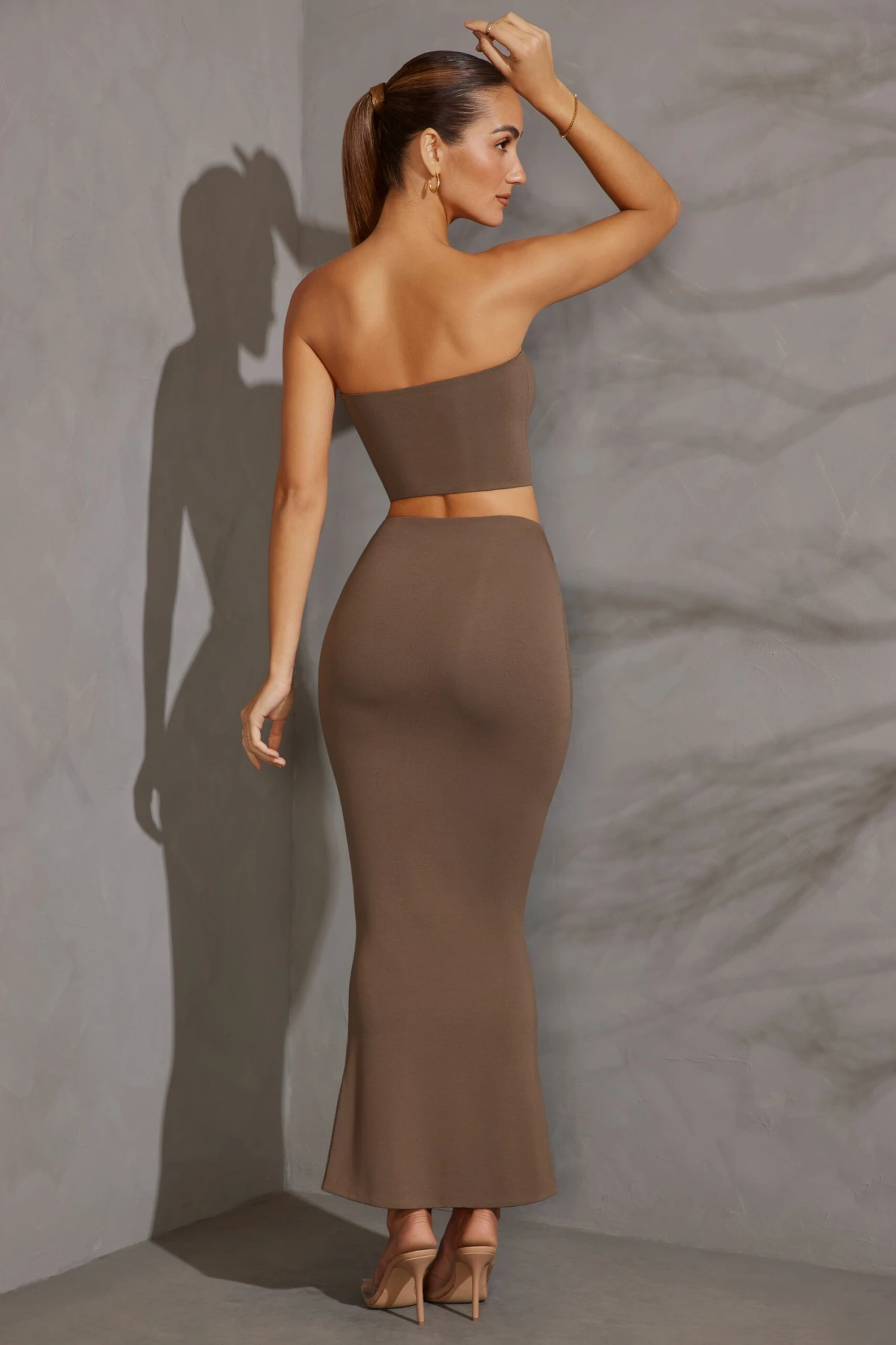 Cut Out Maxi Skirt In Taupe - Image 2