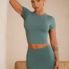 Low Rise Bodycon Mini Skirt In Teal