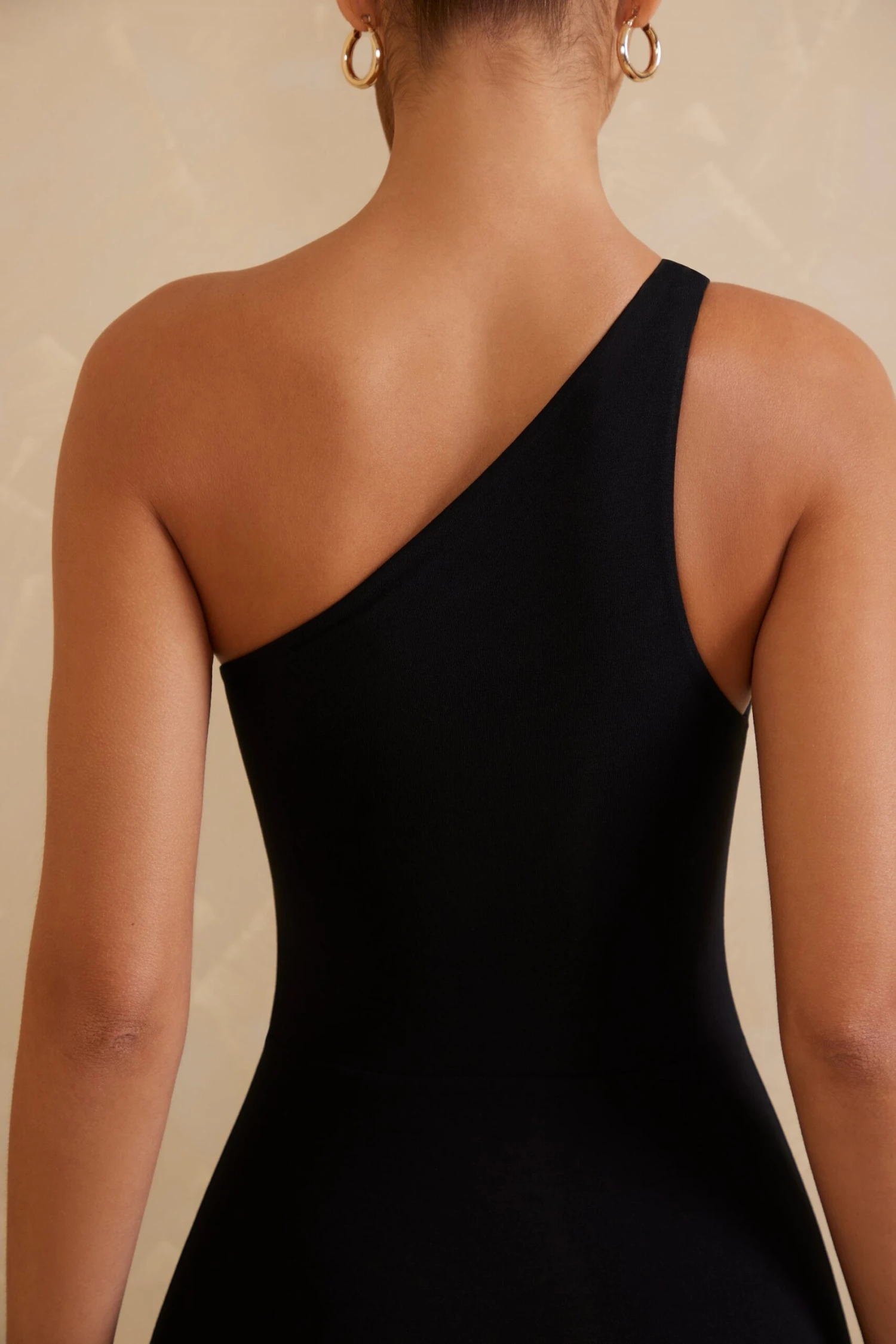 Single Strap Asymmetric Jumpsuit In Black - Image 4