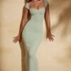 Sweetheart Neckline Maxi Dress In Sage Green