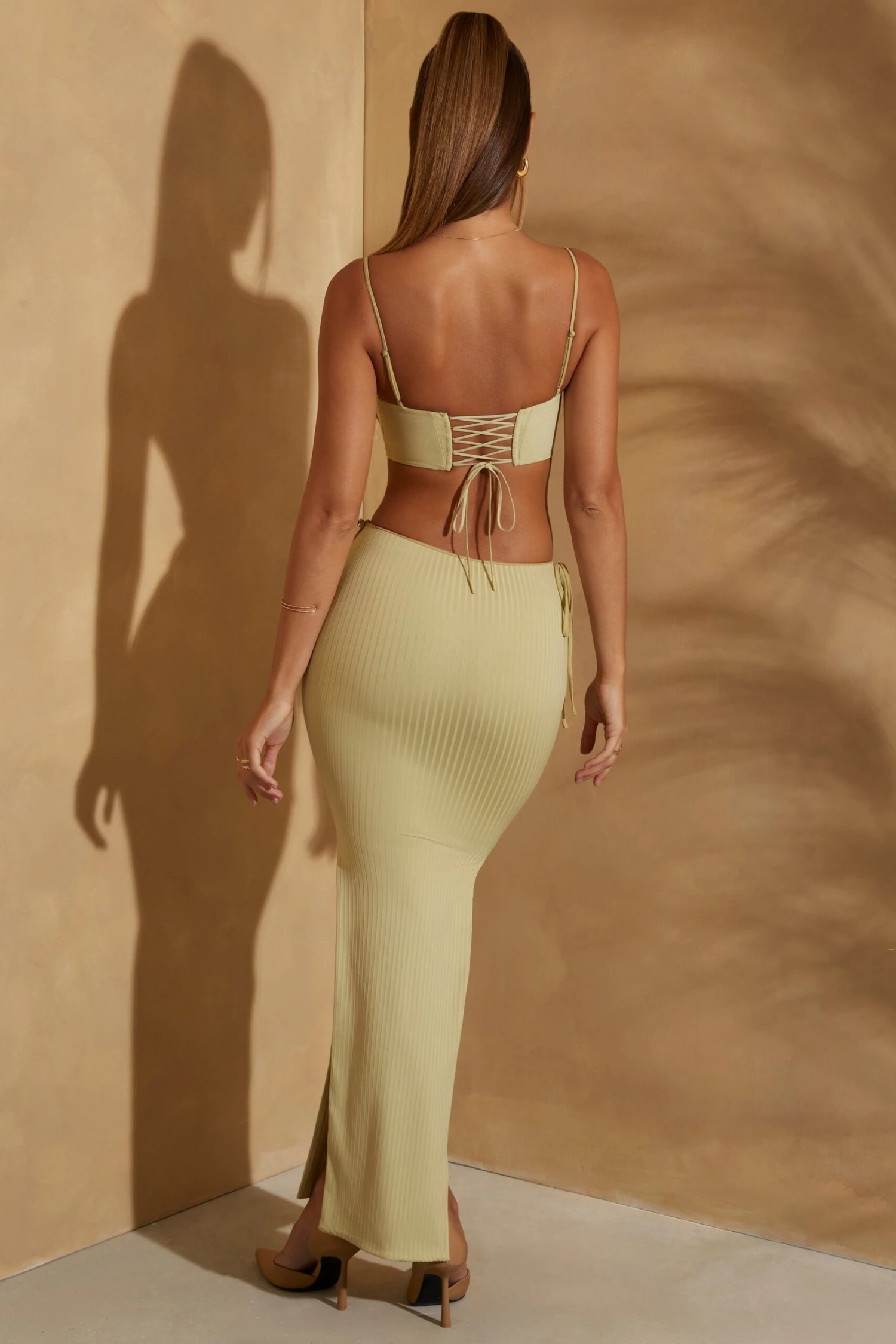 Low Rise Maxi Skirt In Sage - Image 2